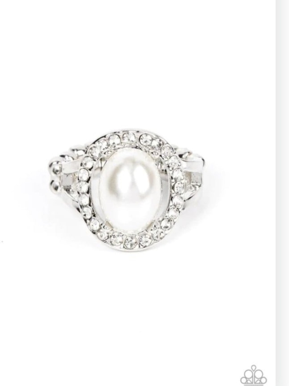 Seize the Simmer paparazzi Silver Pearl & Crystal Halo Ring